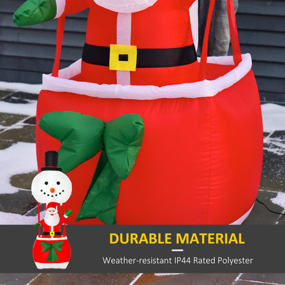 HOMCOM 8ft Christmas Inflatable Decoration with Santa Claus on Snowman Hot Air Balloon, Blow Up Xmas Decor for Outdoor Indoor