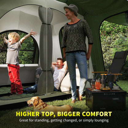 Outsunny 4 Man Tunnel Tent, Family Camping Tent with Porch, Bedroom and Living Area, Sewn in Groundsheet, 3000mm Waterproof, Portable with Bag for Hiking, Festival, Backpacking, Green
