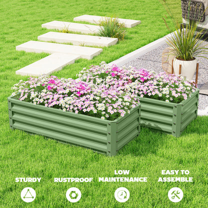 Outsunny Set of Two 110 x 50cm Steel Planter Boxes -  Light Green