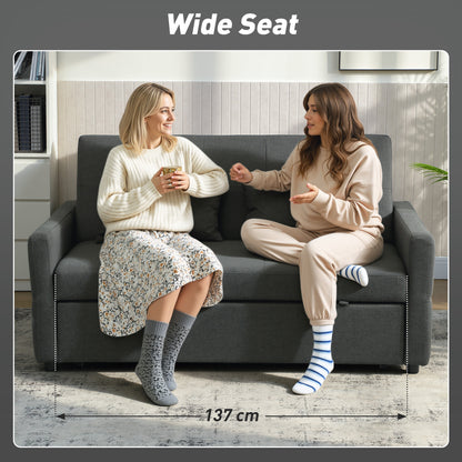 HOMCOM Three-Way Two-Seater Sofa Bed - Charcoal Grey