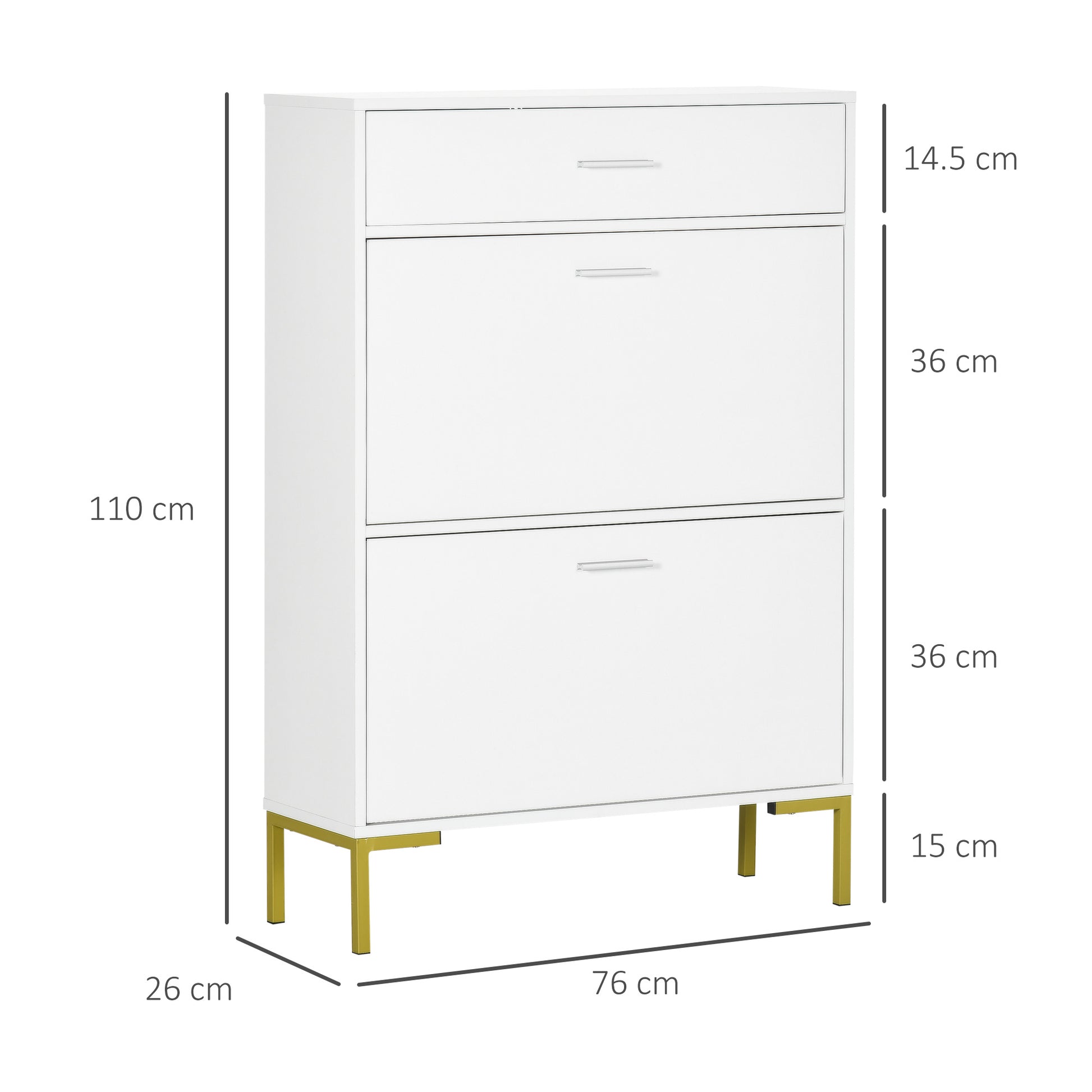 HOMCOM Three Drawer Slim Shoe Storage Cabinet, 12 Shoe Pairs - White--ChewyGames-ChewyGames