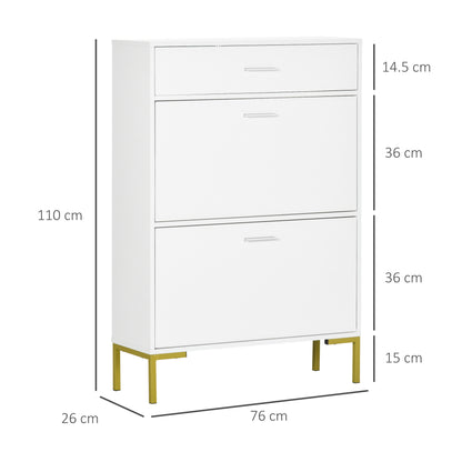 HOMCOM Three Drawer Slim Shoe Storage Cabinet, 12 Shoe Pairs - White--ChewyGames-ChewyGames