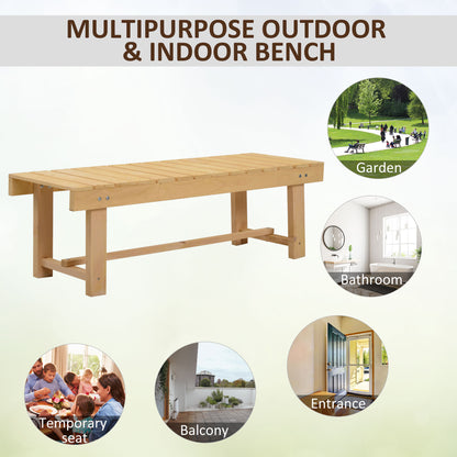 Outsunny Wooden Garden Benches, 2 Seater Outdoor Benches, Fir Wood Backless Patio Loveseat with Slatted Seat for Park, 110 x 38 x 35 cm, 3 Pieces, Natural Wood Finish