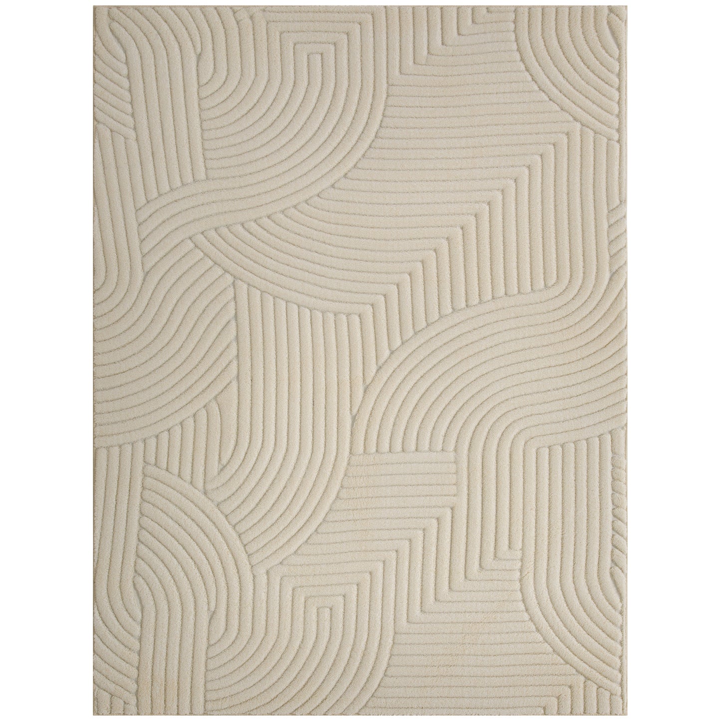 HOMCOM Modern Geometric Rug, Thick Plush, Non-Slip, 160 x 120 cm – Cream, Living Room/Bedroom/Office