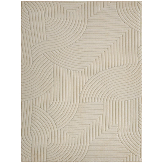 HOMCOM Modern Geometric Rug, Thick Plush, Non-Slip, 160 x 120 cm – Cream, Living Room/Bedroom/Office