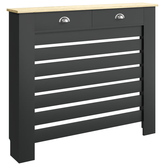HOMCOM 95.5H x 111Wcm Radiator Cover, with Drawer - Black