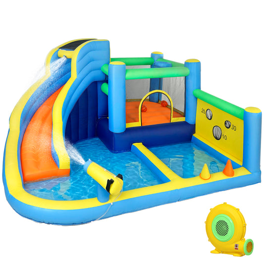 AIYAPLAY 8 in 1 Bouncy Castle for Kids, Inflatable Bounce House with Slide, Pool (Ball Pit), Water Cannon for Indoor Outdoor
