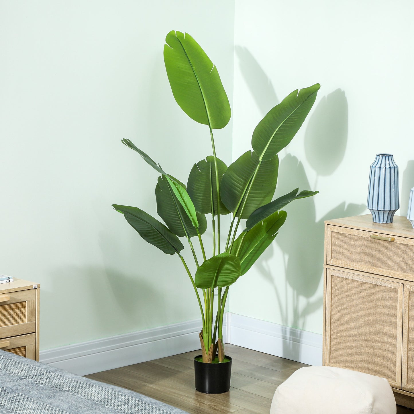 HOMCOM 160cm Tall Artificial Bird of Paradise Plant, Faux Banana Leaf Tree with PEVA Leaves and Flocking, Decorative Palm Tree in Pot for Home Office Decor, Green--ChewyGames-ChewyGames