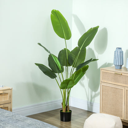 HOMCOM 160cm Tall Artificial Bird of Paradise Plant, Faux Banana Leaf Tree with PEVA Leaves and Flocking, Decorative Palm Tree in Pot for Home Office Decor, Green--ChewyGames-ChewyGames