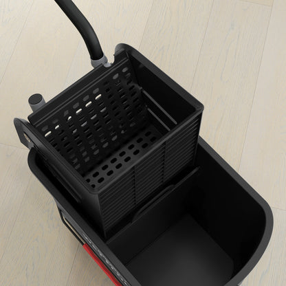 HOMCOM 20L Compact Mop Bucket on Wheels, with Water Separation Panel - Black