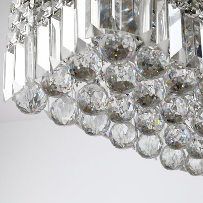 HOMCOM Modern Crystal Ceiling Light Square Crystal Chandelier for Living Room, Dining Room, Hall, 5 x E14 Lamp Holders, Silver, 80 x 25 x 23cm