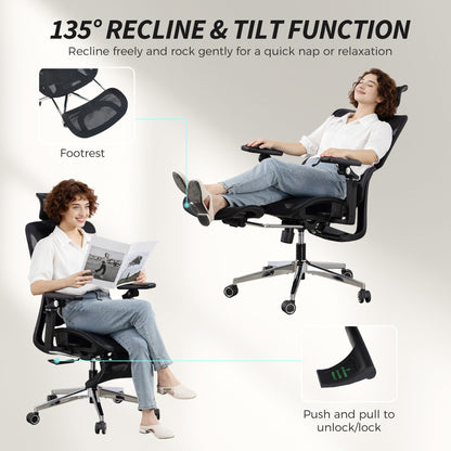 HOMCOM Ergonomic Office Chair, High Back Mesh Desk Chair, Black
