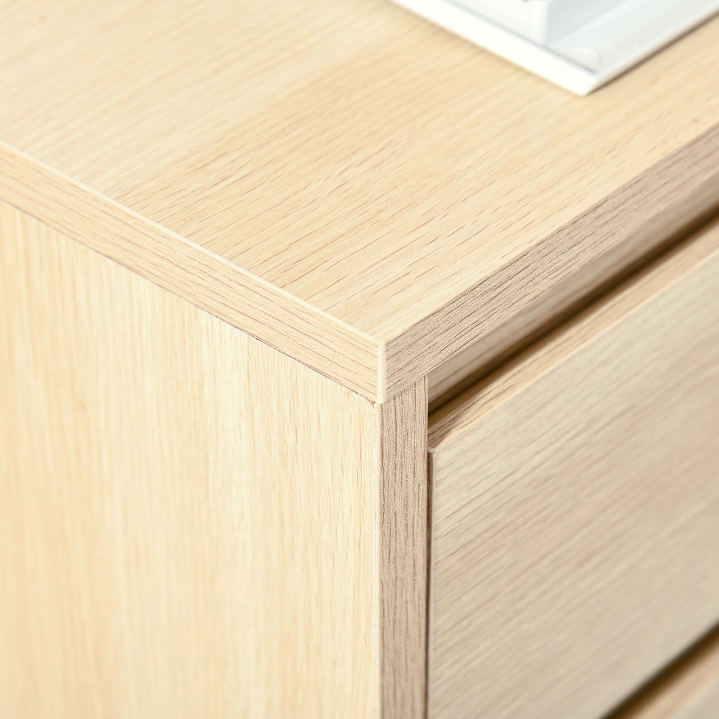HOMCOM Four-Drawer Office Filing Cabinet, with Wheels - Natural Wood Finish