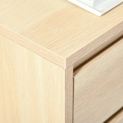 HOMCOM Four-Drawer Office Filing Cabinet, with Wheels - Natural Wood Finish