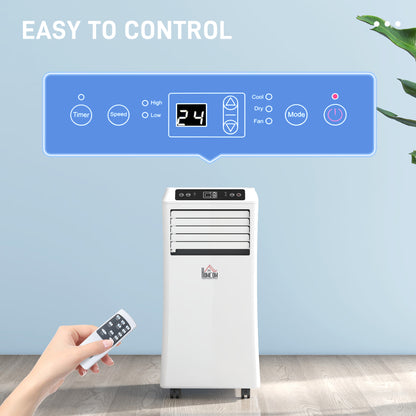 HOMCOM 9000 BTU Air Conditioning Unit, 3-in-1 Portable Air Conditioner, Dehumidifier, Cooling Fan with Remote Control, Digital Display, 2 Speeds, 24H Timer, Window Venting Kit, 28m²--ChewyGames-ChewyGames