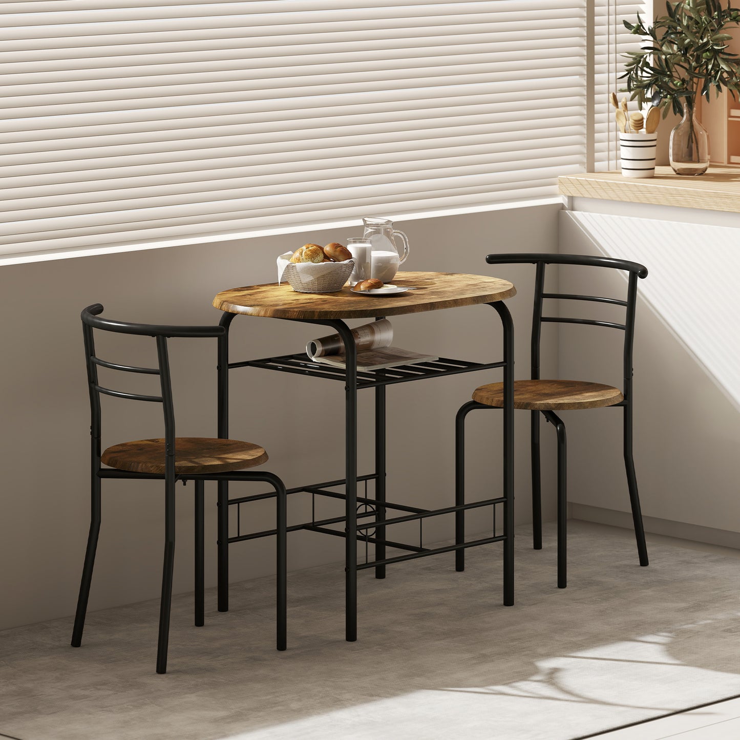 HOMCOM Three-Piece Compact Dining Set - Rustic Brown