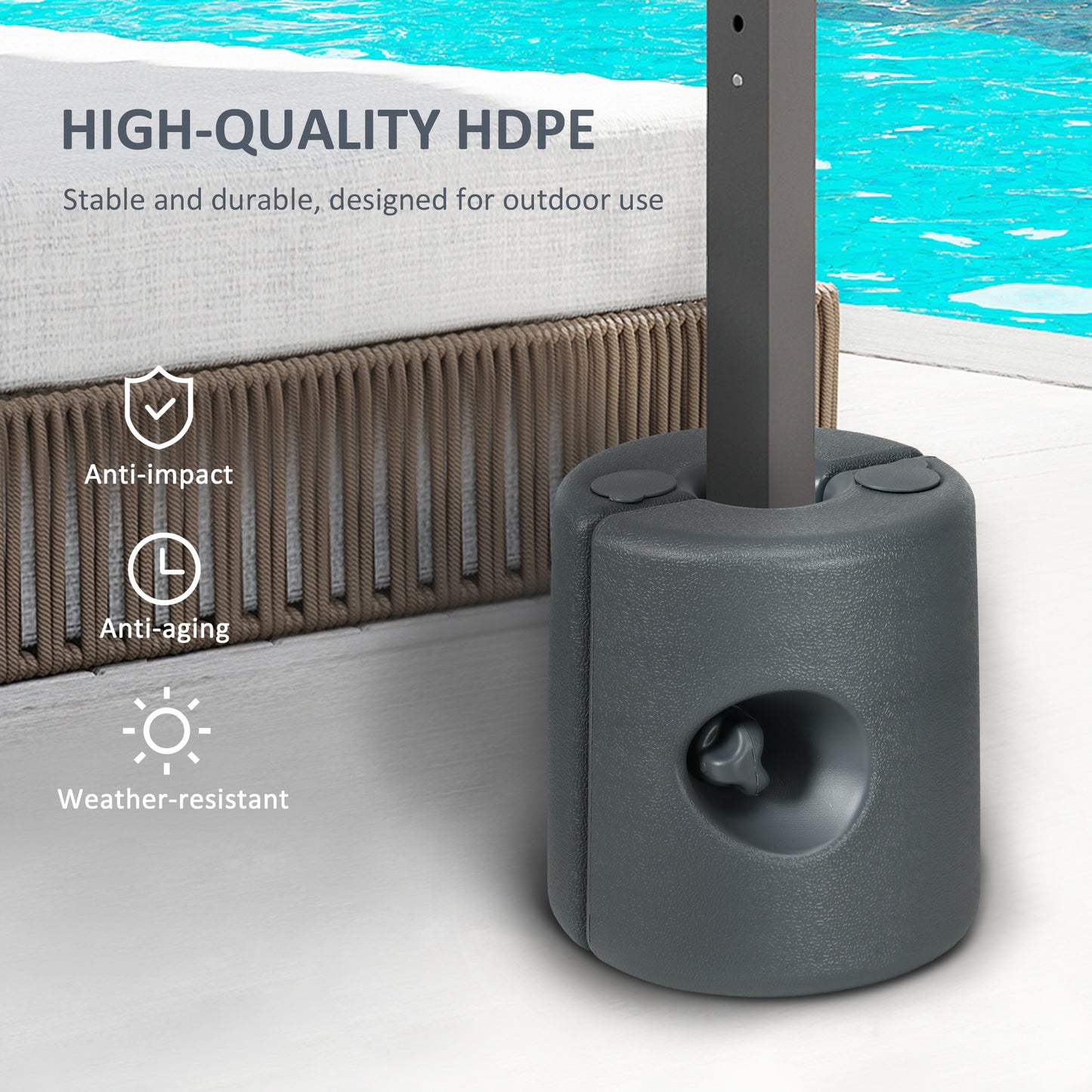 Outsunny HDPE Tent Weights Set of 4, Canopy Weights, Fill with Water or Sand, 48KG