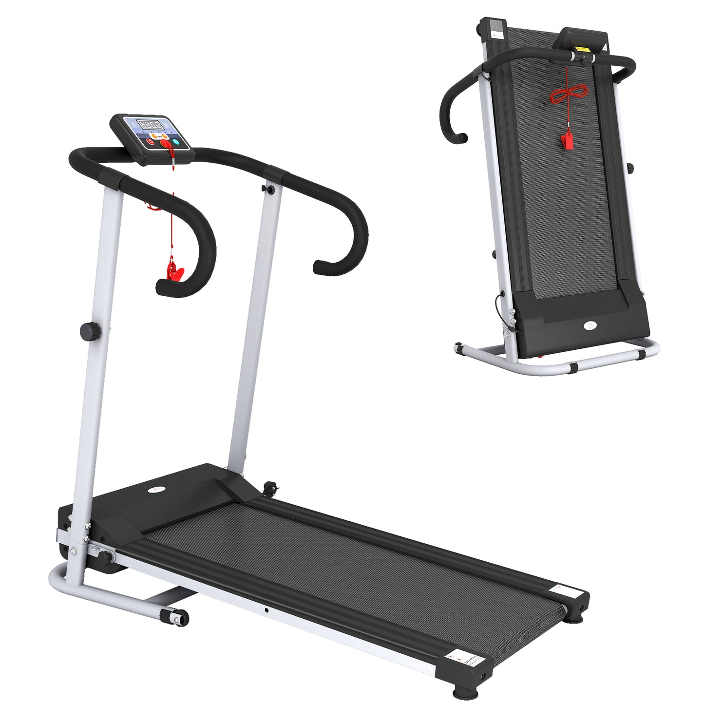 HOMCOM Folding Treadmill with Incline, Walking Pad Treadmill for Home, 1-10km/h Under Desk Running Machine with LCD Display and Wheels, No Assembly, Grey
