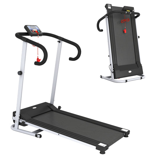 HOMCOM Folding Treadmill with Incline, Walking Pad Treadmill for Home, 1-10km/h Under Desk Running Machine with LCD Display and Wheels, No Assembly, Grey