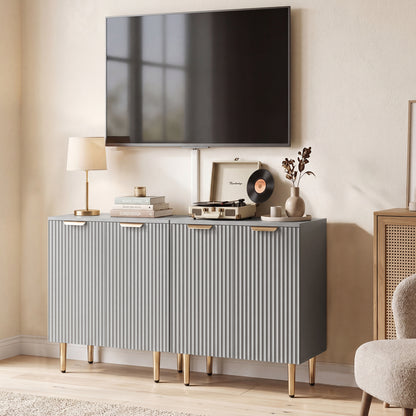 HOMCOM Sideboard Buffet Cabinet, Modern Kitchen Storage Cabinet with Adjustable Shelf and Metal Legs, Grey