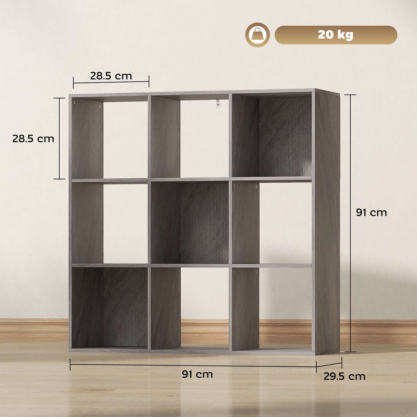 HOMCOM Nine-Cube Storage Shelf - Marble Grey