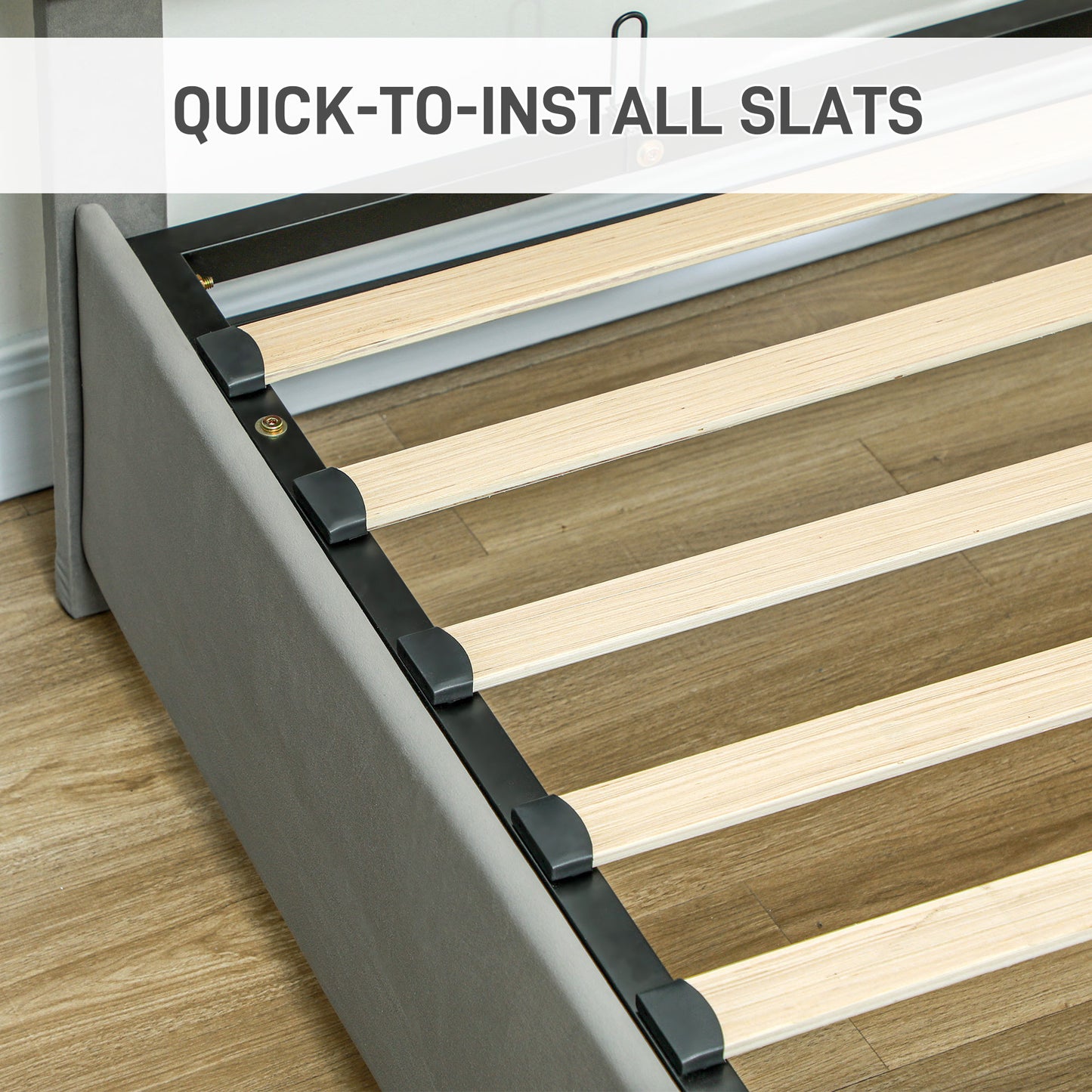 HOMCOM King Size Ottoman Bed Frame, with Front Drawer Grey