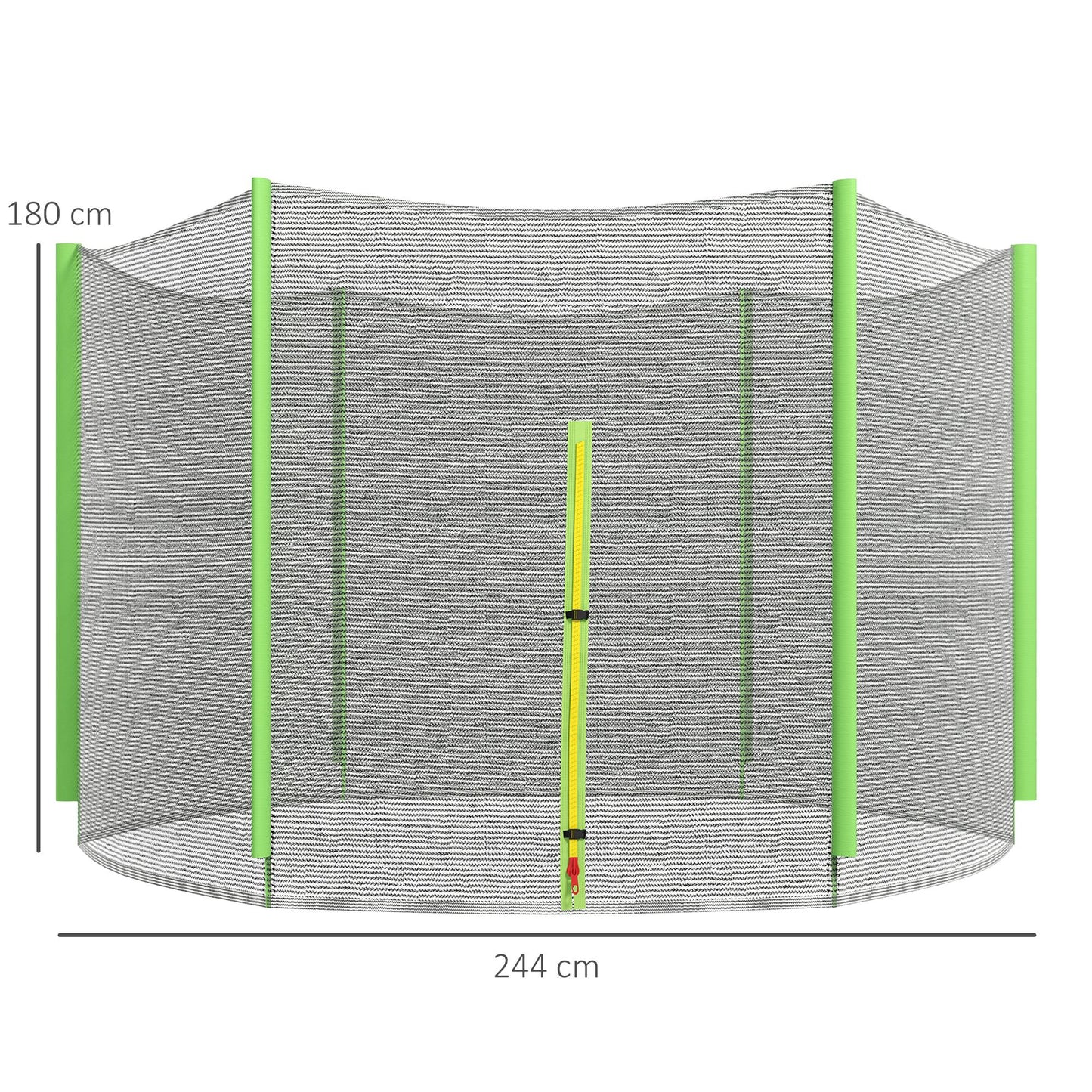 SPORTNOW 8ft Trampoline Net Replacement with 6 Plastic Pole Covers, Weather-Resistant Trampoline Netting Replacement with Zipped Entrance, Poles Not Included, Green