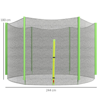 SPORTNOW 8ft Trampoline Net Replacement with 6 Plastic Pole Covers, Weather-Resistant Trampoline Netting Replacement with Zipped Entrance, Poles Not Included, Green