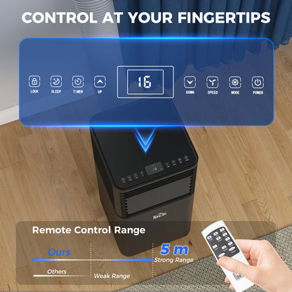 HOMCOM 5000 BTU 4-In-1 Portable Air Conditioner Unit Cooling Dehumidifying Ventilating  for Room up to 18m², with Fan, Remote, 24H Timer, Window Mount Kit, R290, A Energy Efficiency