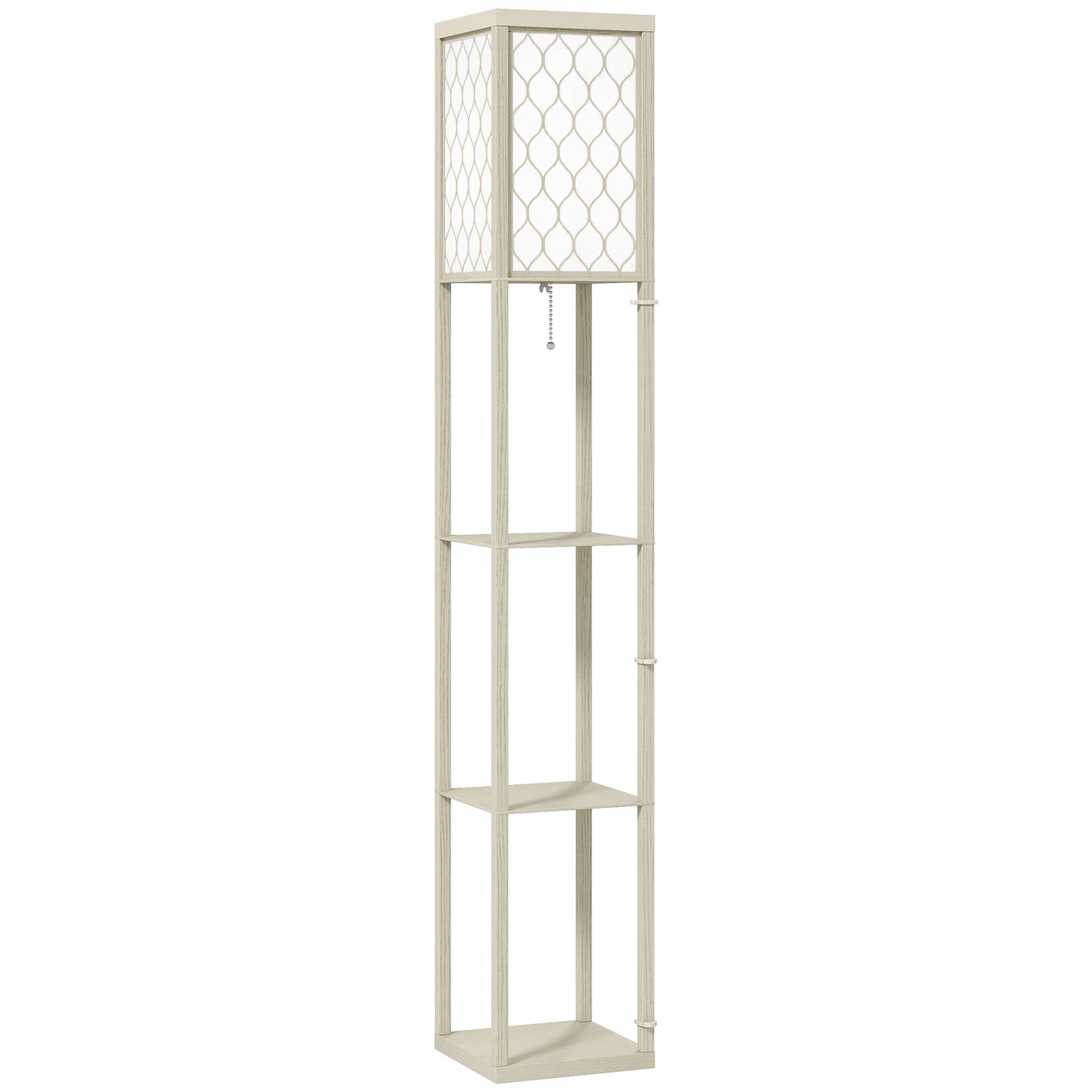 HOMCOM Three-Shelf Standing Lamp - Oak/White