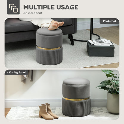 HOMCOM Velvet-Feel Storage Ottoman - Grey