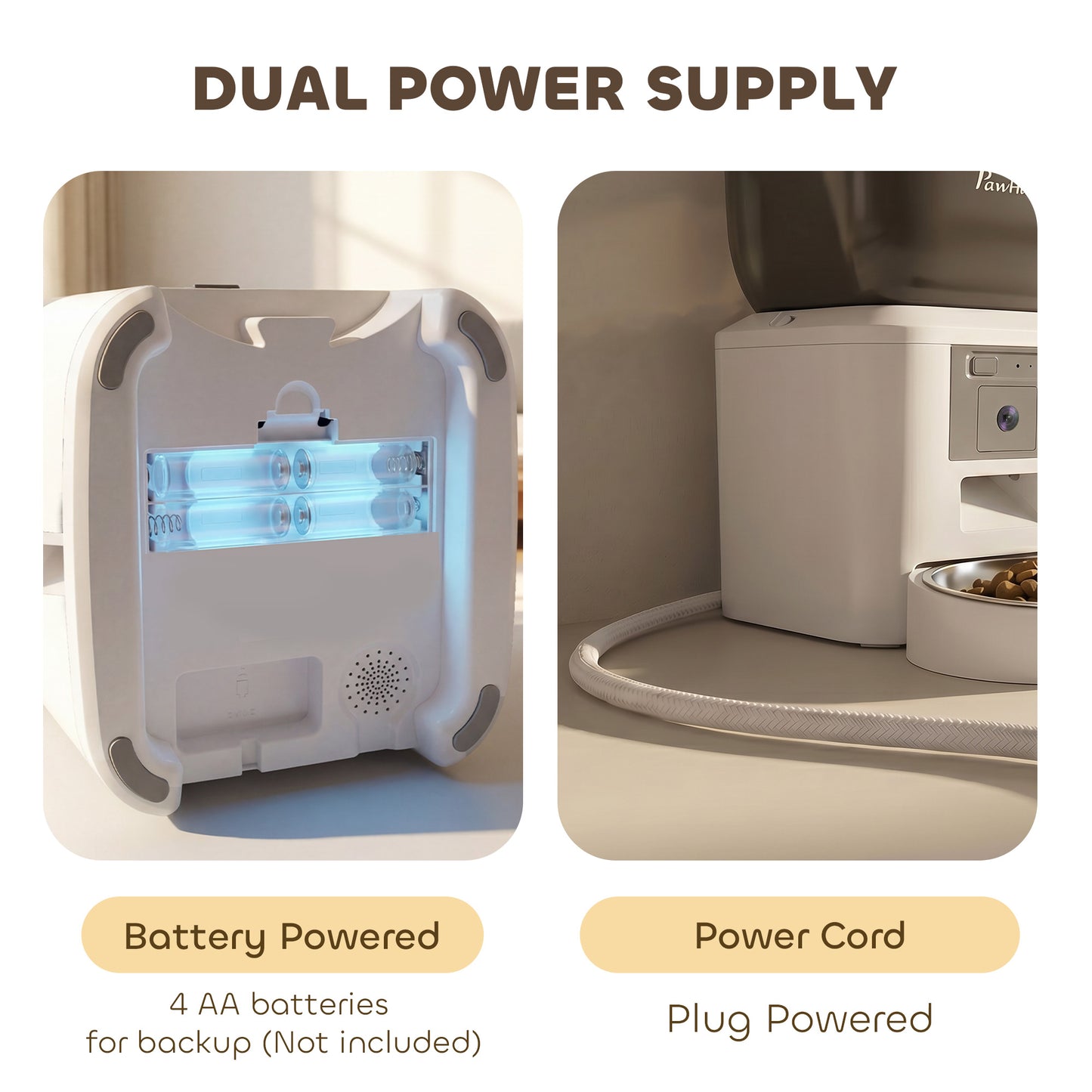 PawHut Automatic Cat Feeder with Camera, 2.4G WiFi, APP Control 4L Pet Feeder 1-10 Meals with 2-Way Audio, Dual Power Supply