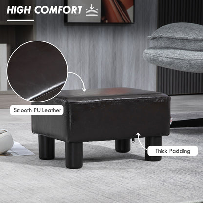 HOMCOM PU Leather Footstool Ottoman Cube with 4 Plastic Legs, Brown--ChewyGames-ChewyGames