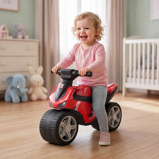 AIYAPLAY Balance Bike with Music Extra-Wide Wheels Toddler Bike for Boys Girls Red