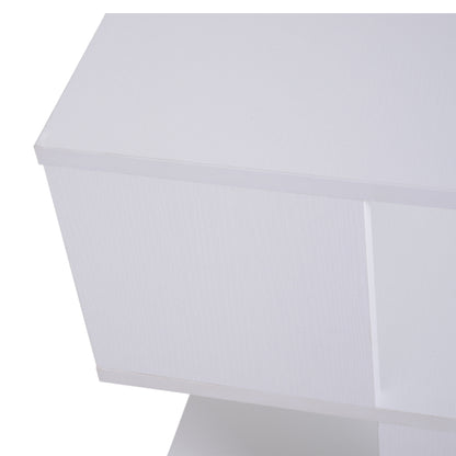 HOMCOM Side Table, Square Coffee Table, Modern End Table with 2 Tier Storage Shelves for Living Room, Bedroom, White