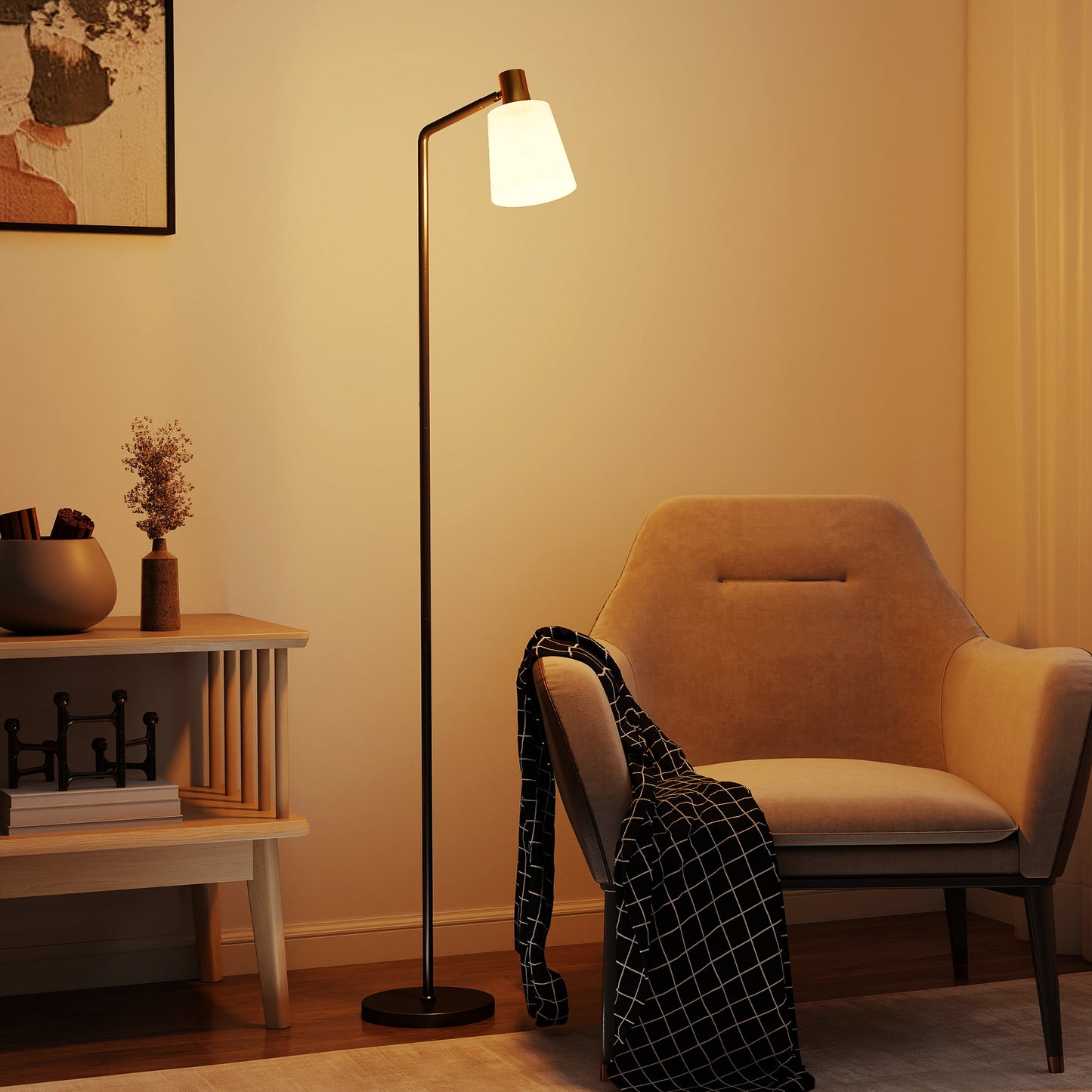 HOMCOM Floor Lamp with 350° Rotatable Head, Modern Standing Lamp with 3000K/4000K/6500K Colour Temperatures for Living Room Bedroom Office, Black