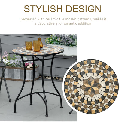 Outsunny Φ60cm Mosaic Outdoor Patio Table - Grey