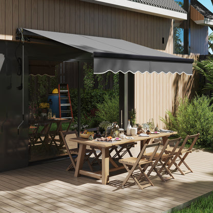 Outsunny 2.5 x 2m Electric Awning with Remote Controller, Aluminium Frame Retractable Awning, Dark Grey