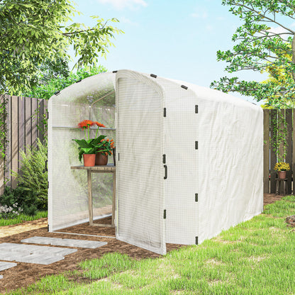 Outsunny Polytunnel Greenhouse Walk-in Grow House with UV-resistant PE Cover, Door and Galvanised Steel Frame, 3 x 2 x 2m, White
