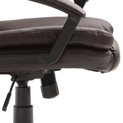 HOMCOM Office Chair, Computer Desk Chair, PU Leather Mid Back Executive Chair with Adjustable Height and Swivel Rolling Wheels for Home Study, Brown
