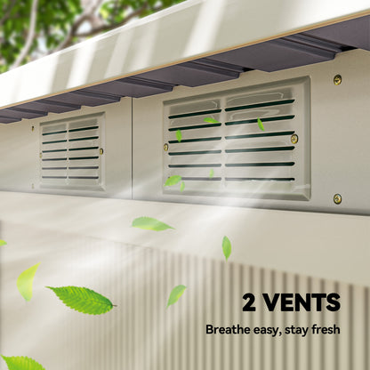 Outsunny Corrugated Garden Metal Storage Shed Outdoor Equipment Tool Box with Kit Ventilation Doors 9x 4FT Light Grey