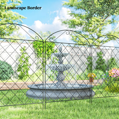 Outsunny 43in x 11.5ft Decorative Garden Fencing,  4PCs Rustproof Metal Wire Outdoor Picket Fence Panels, Black
