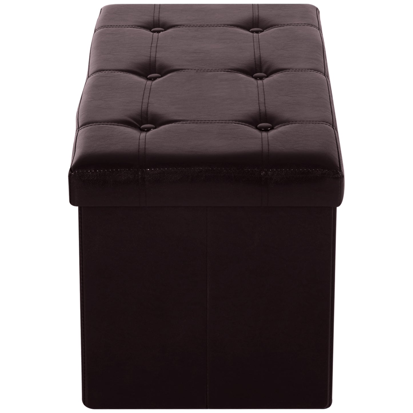HOMCOM Folding Faux Leather Storage Cube Ottoman Bench Seat PU Rectangular Footrest Stool Box (Brown)