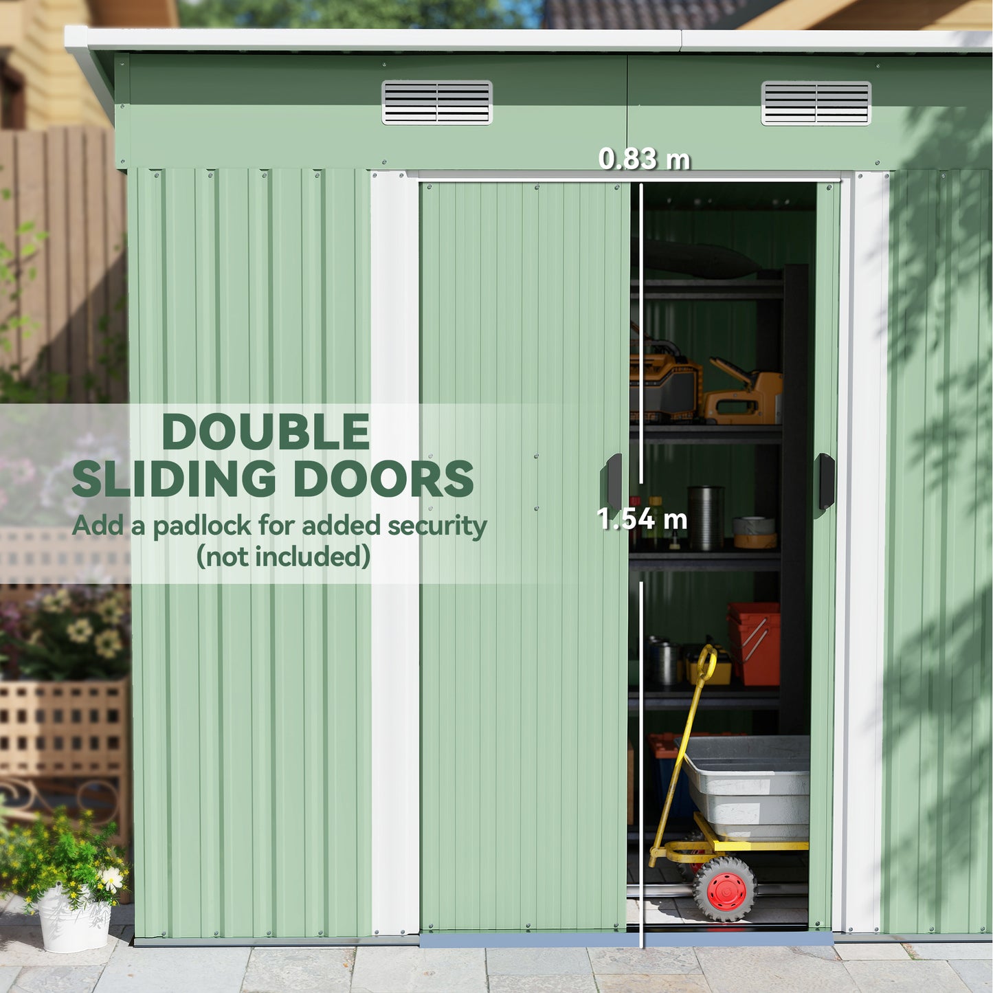 Outsunny 7 x 4ft Outdoor Garden Metal Storage Shed, Tool Storage Box for Backyard, Patio and Lawn, Light Green