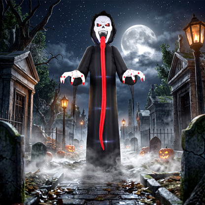 Outsunny 10 FT Halloween Inflatable Skeleton, Scary Halloween Decoration with Built-in LED Lights for Indoor Outdoor Decor
