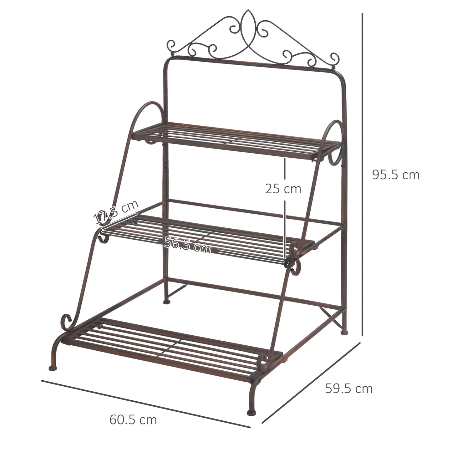 Outsunny 3 Tier Stair Style Metal Plant Stand, Flower Pot Holder Display Shelf, Storage Organizer Rack for Indoor Outdoor Patio Balcony Yard--ChewyGames-ChewyGames