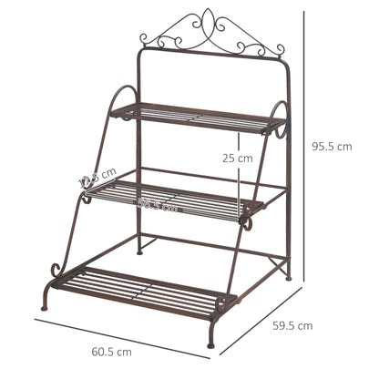 Outsunny 3 Tier Stair Style Metal Plant Stand, Flower Pot Holder Display Shelf, Storage Organizer Rack for Indoor Outdoor Patio Balcony Yard--ChewyGames-ChewyGames