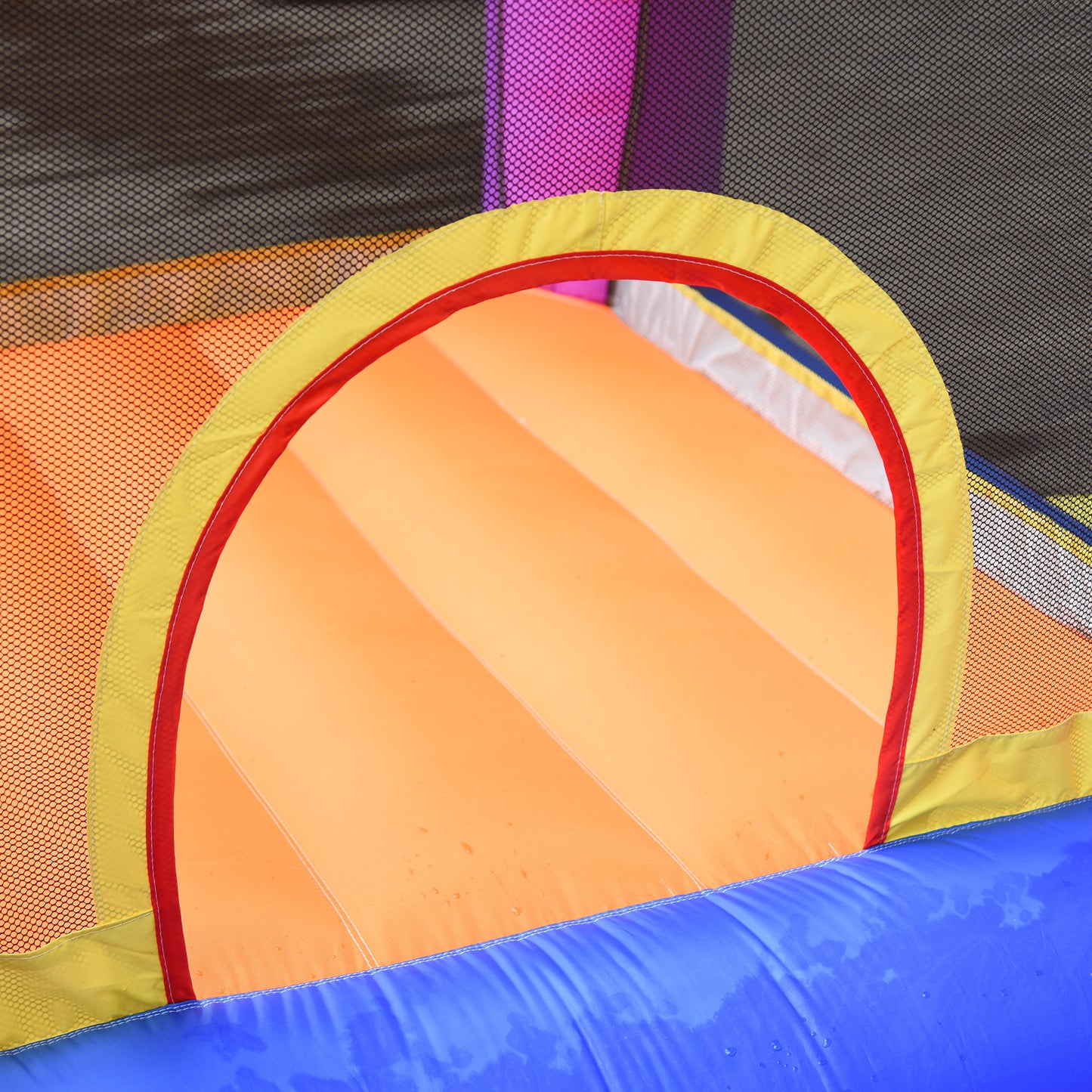 Outsunny Kids Bouncy Castle House Inflatable Trampoline Slide Water Pool 3 in 1 with Blower Indoor Outdoor for Kids Age 3-8 Multi-Colour 2.8 x 2.5 x 1.7m