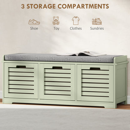 HOMCOM 3-Drawer Shoe Storage Bench with 160kg Capacity & 3 fully pull-out drawers - Green