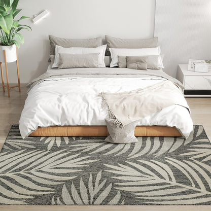 HOMCOM UV Resistant Indoor & Outdoor Area Rug, Easy-Cleaning Machine Washable Rug for Patio, Garden, Kitchen, Bathroom or Living Room, 230 x 160 cm, Grey